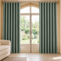 Aspire Homeware Sage Green Linen 100% Blackout Curtain Thermal Insulated Eyelet Curtain Pair (W)228Cm X (D)228Cm With Tie Back - thumbnail 9