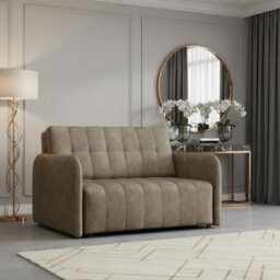 Viva Grand Ii Upholstered Sofa Bed With Wooden Legs Wooden Frame Bed Storage Freestanding Back 85X125X98Cm Capuccino - thumbnail 1