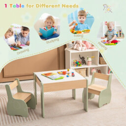 Costway Kids Table And Chair Set Children Activity Desk 2 Chairs W/ Reversible Blackborad - thumbnail 6