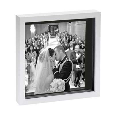"Nicola Spring 10 X 10"" Photo Frame - White/black Mount - 3D Photo Frame Picture Frame Box Portrait Display Case (8 X 8"" Mount)" - image 1
