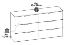 FurniComp LTD Furnicomp Chicago 6 Drawer 150Cm Large Chest Of Drawers - Matt White - thumbnail 7