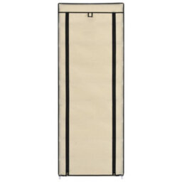 Vidaxl Shoe Cabinet With Cover Cream 57X29X162 Cm Fabric - thumbnail 4