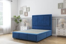 "Comfort Savoy Navy Plush Divan Bed Set No Drawers - 54"" Floor Standing & 12"" Footboard 2'6 Small Single" - thumbnail 3