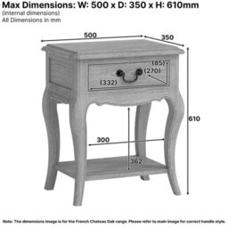 The Furniture Market French Chateau Dark Oak Bedside Table Solid Oak 1 Drawer Nightstand Side Table With Shelf Vintage Bedroom Furniture - thumbnail 9