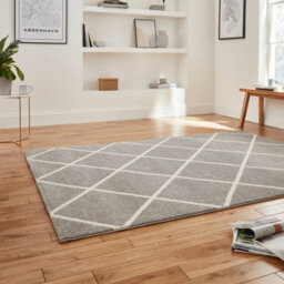 Grey Cream Modern Geometric Easy To Clean Rug For Dining Room-160Cm X 220Cm - thumbnail 2