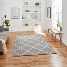 Grey Cream Modern Geometric Easy To Clean Rug For Dining Room-160Cm X 220Cm - thumbnail 1