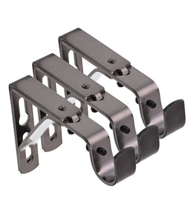 Lister Cartwright 19mm Curtain Pole Ends Brackets With Adjustable Screws Metal Finish (Pack Of 3)