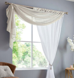 Luxury Living Double Layer Voile Slot Top Curtain Panel Taupe/white - thumbnail 2