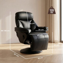 Homcom Upholstered Reclining Armchair With Adjustable Backrest, Black - thumbnail 3