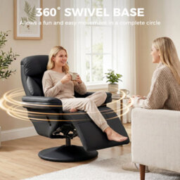 Homcom Upholstered Reclining Armchair With Adjustable Backrest, Black - thumbnail 6