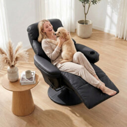 Homcom Upholstered Reclining Armchair With Adjustable Backrest, Black - thumbnail 7
