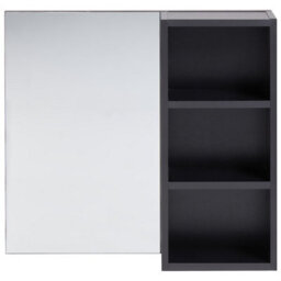 Wyld And Coco Novahome Slimline Bathroom Wall Cabinet With Left-Hand Mirror And Right Shelves, Black Melamine - thumbnail 1
