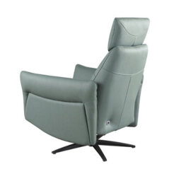Angel Cerda Turquoise Green Leather Swivel Relax Armchair - thumbnail 7