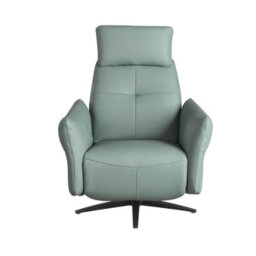 Angel Cerda Turquoise Green Leather Swivel Relax Armchair - thumbnail 2