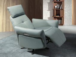 Angel Cerda Turquoise Green Leather Swivel Relax Armchair - thumbnail 3