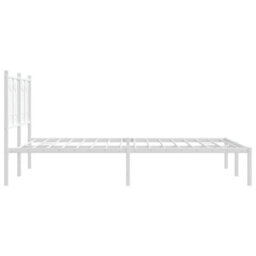 Berkfield Metal Bed Frame Without Mattress With Headboard White 135X190Cm - thumbnail 5