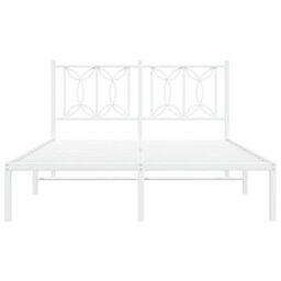Berkfield Metal Bed Frame Without Mattress With Headboard White 135X190Cm - thumbnail 4