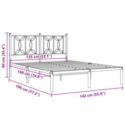 Berkfield Metal Bed Frame Without Mattress With Headboard White 135X190Cm - thumbnail 8