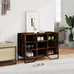 Berkfield Shoe Cabinet Smoked Oak 90X38X61.5 Cm Engineered Wood - thumbnail 3