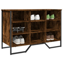 Berkfield Shoe Cabinet Smoked Oak 90X38X61.5 Cm Engineered Wood - thumbnail 1