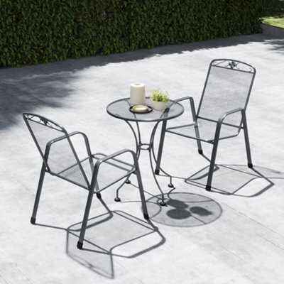 Pacific Lifestyle Savoy Grey Metal Mesh Bistro Set For 2 Patio Table And Chairs - image 1