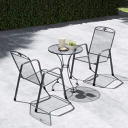 Pacific Lifestyle Savoy Grey Metal Mesh Bistro Set  For 2 Patio Table And Chairs - thumbnail 1