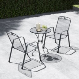 Pacific Lifestyle Savoy Grey Metal Mesh Bistro Set  For 2 Patio Table And Chairs