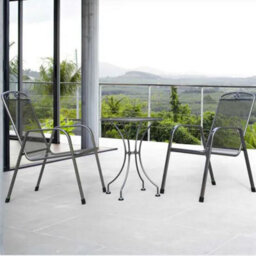 Pacific Lifestyle Savoy Grey Metal Mesh Bistro Set  For 2 Patio Table And Chairs - thumbnail 2