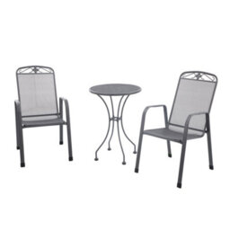 Pacific Lifestyle Savoy Grey Metal Mesh Bistro Set  For 2 Patio Table And Chairs - thumbnail 3