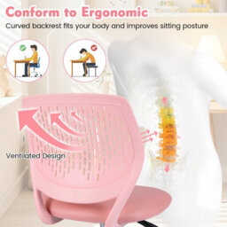Gainoom Kids Ergonomic Study Chair Pink Adjustable Height School Desk Chair Rolling Swivel - thumbnail 8