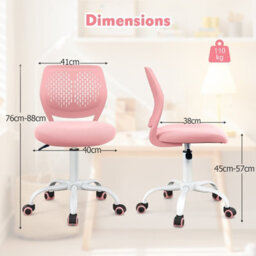 Gainoom Kids Ergonomic Study Chair Pink Adjustable Height School Desk Chair Rolling Swivel - thumbnail 2