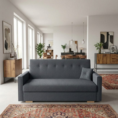 Viva Sonic Iv Sofa Bed With Storage Compartment Chipboard Frame Polyurethane Foam Wooden Legs 173X100X85Cm Grey - image 1