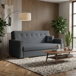 Viva Sonic Iv Sofa Bed With Storage Compartment Chipboard Frame Polyurethane Foam Wooden Legs 173X100X85Cm Grey - thumbnail 3