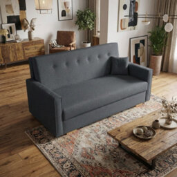 Viva Sonic Iv Sofa Bed With Storage Compartment Chipboard Frame Polyurethane Foam Wooden Legs 173X100X85Cm Grey - thumbnail 2