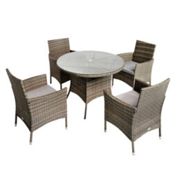 Valencia Rattan 4 Seater Bistro Dining Garden Set - Grey - thumbnail 4