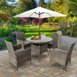 Valencia Rattan 4 Seater Bistro Dining Garden Set - Grey - thumbnail 3