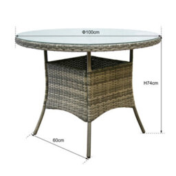 Valencia Rattan 4 Seater Bistro Dining Garden Set - Grey - thumbnail 6