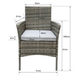 Valencia Rattan 4 Seater Bistro Dining Garden Set - Grey - thumbnail 5