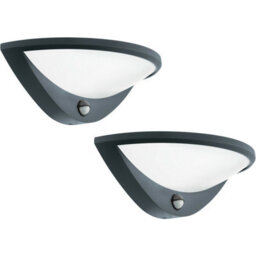 2 Pack Modern Ip44 Outdoor Wall Lights With Pir Sensor - Anthracite Aluminium Led