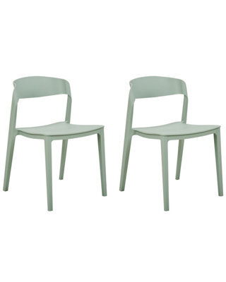 Beliani Mint Green Stackable Armless Dining Chairs Set Of 2 - Polypropylene, Lightweight & Wipe-Clean - image 1