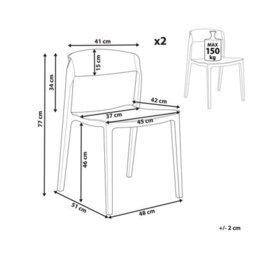 Beliani Mint Green Stackable Armless Dining Chairs Set Of 2 - Polypropylene, Lightweight & Wipe-Clean - thumbnail 4