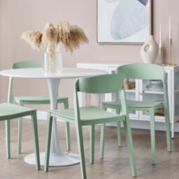 Beliani Mint Green Stackable Armless Dining Chairs Set Of 2 - Polypropylene, Lightweight & Wipe-Clean - thumbnail 2