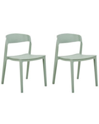Beliani Mint Green Stackable Armless Dining Chairs Set Of 2 - Polypropylene, Lightweight & Wipe-Clean - thumbnail 1