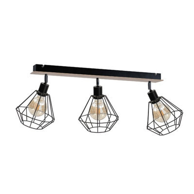 Luminosa Lighting Luminosa Atwood Ceiling Spotlight Bar Black, Wood, 63Cm, 3X E27