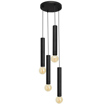 Luminosa Lighting Luminosa Tuba Cluster Pendant Ceiling Light Black 30Cm
