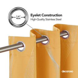 Deconovo Super Soft Silver Wave Line Foil Printed Thermal Insulated Eyelet Blackout Curtains, W46 X L54 Inch, Orange Flame, 1 Pair - thumbnail 4