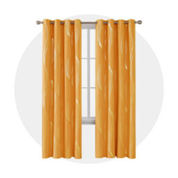 Deconovo Super Soft Silver Wave Line Foil Printed Thermal Insulated Eyelet Blackout Curtains, W46 X L54 Inch, Orange Flame, 1 Pair - thumbnail 1