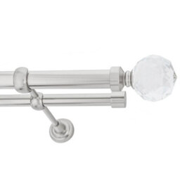 Toolty Double Metal Curtain Pole 25/19mm With Finials Rod Classic Brackets Beluna 145Cm Inox