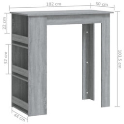 Vidaxl Bar Table With Storage Rack Grey Sonoma 102X50X103.5Cm Engineered Wood - thumbnail 7