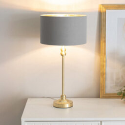 Valuelights Maggie Gold Candlestick Table Lamp With Grey With Gold Inner Lamp Shade - thumbnail 2